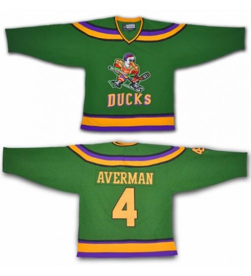 Custom Anaheim Mighty Ducks 4 Les Averman Movie Hockey Jersey Green